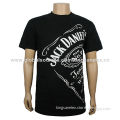 Men's round-neck black T-shirt with fashionable printing, comfortable fabric